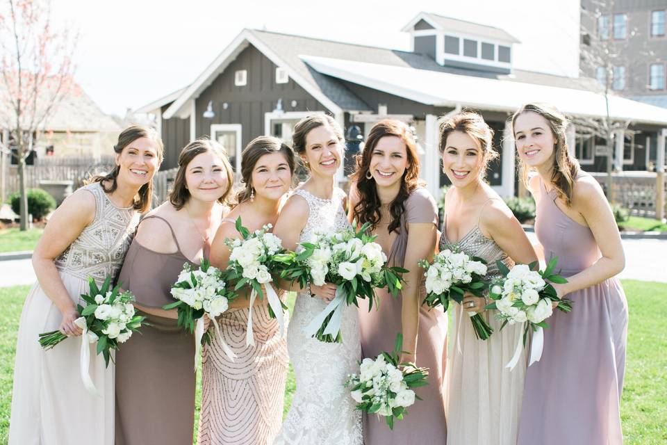 Bride and her bridesmaids