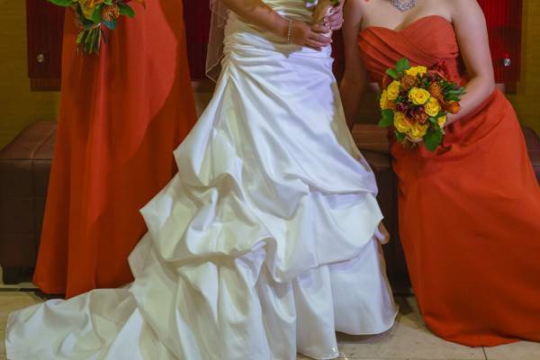 The bride with her bridesmaids