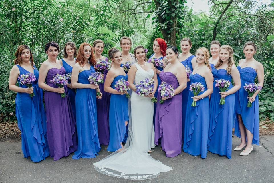 The bride with her bridesmaids