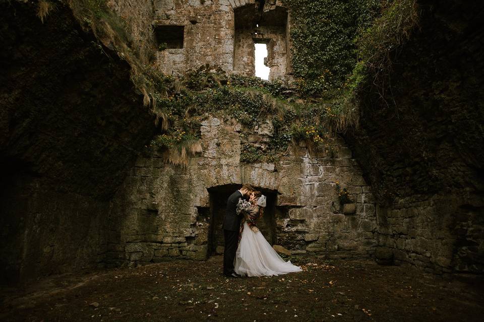 Old ruins intimate wedding