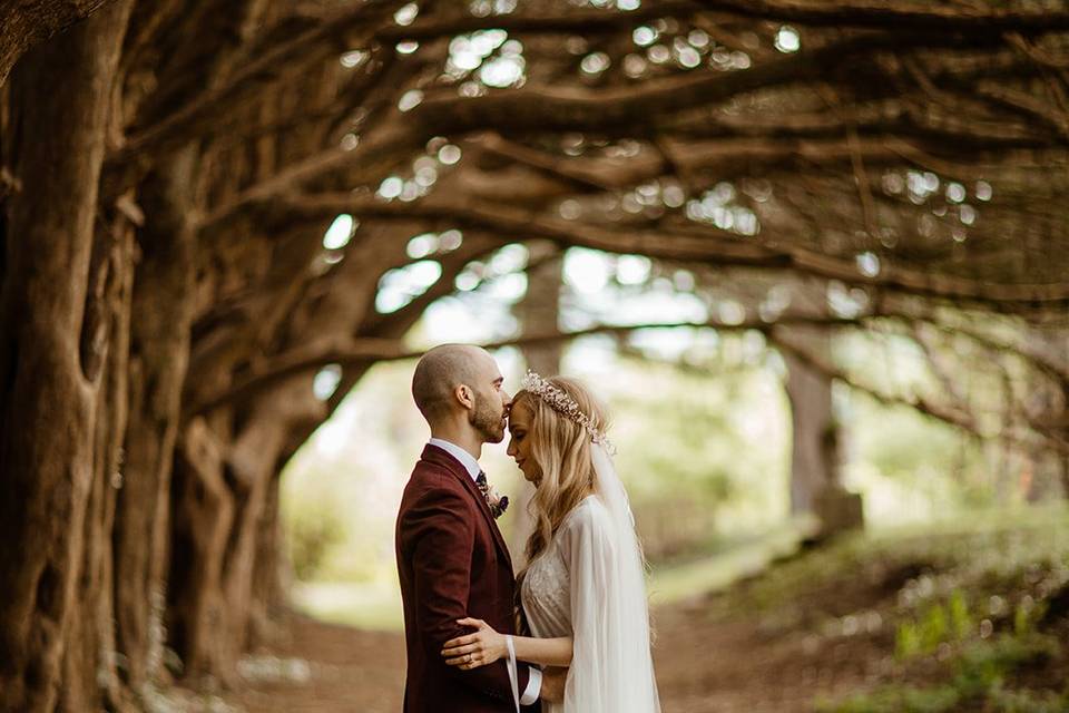 Bride under the trees