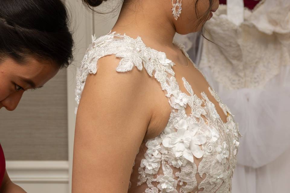 Bride Getting Dressed