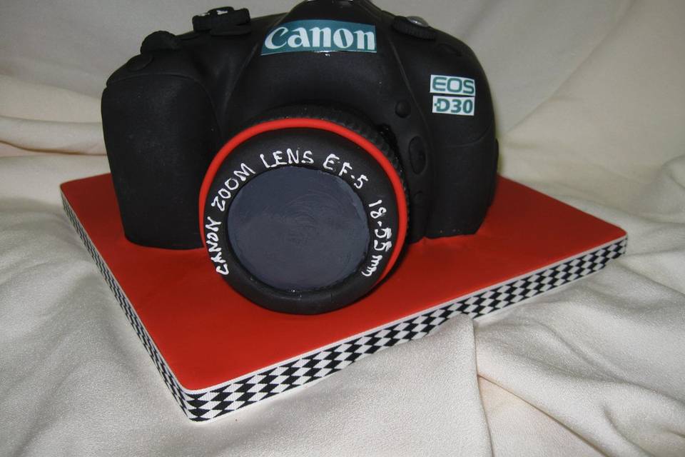 Canon camera cake. Great groom's cake or birthday cake!