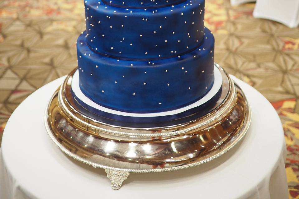 Royal blue fondant with peach 