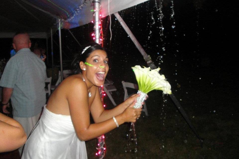 The bride holding her bouquet