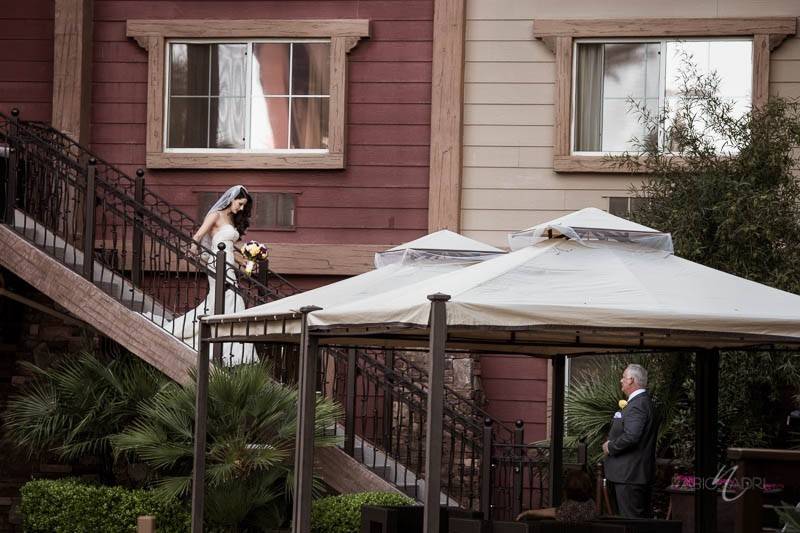 Bride walking down the stair