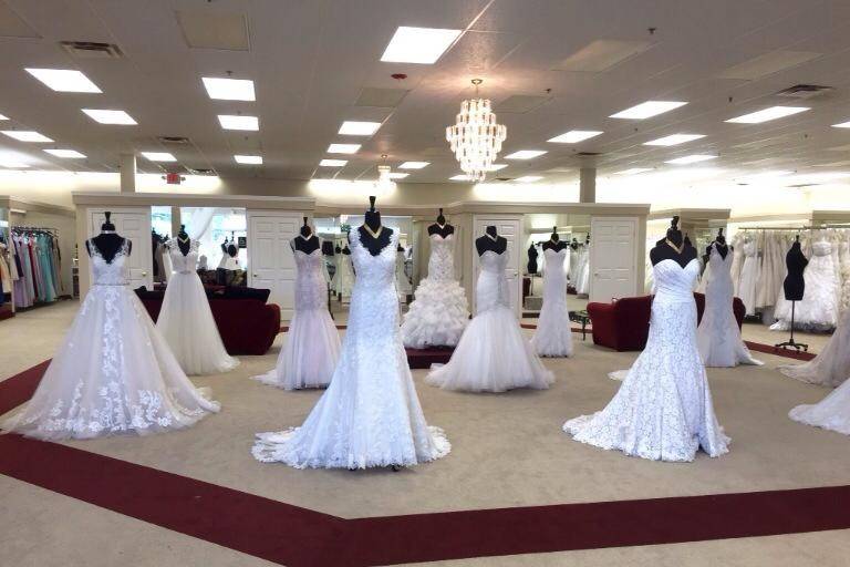 Bridal gowns on display