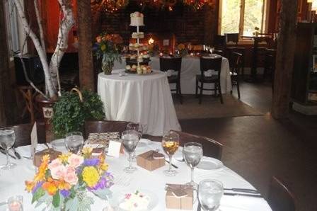 Table set-up with flower centerpiece