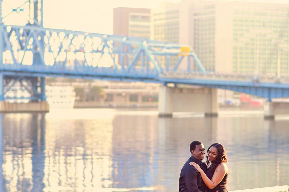 Black wedding dress, jacksonville Fl, Friendship Fountain, Cynthia Viola Photography,