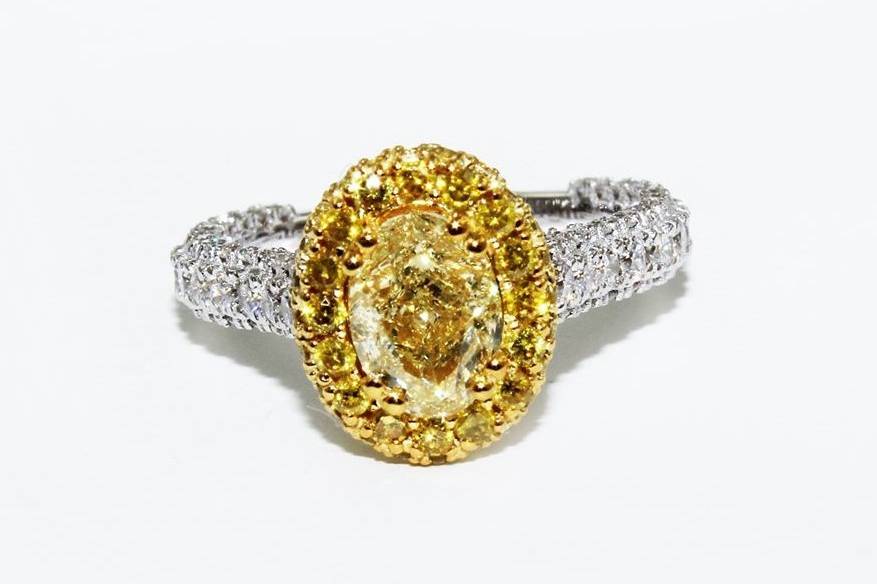 Fancy Yellow Halo Diamond Ring