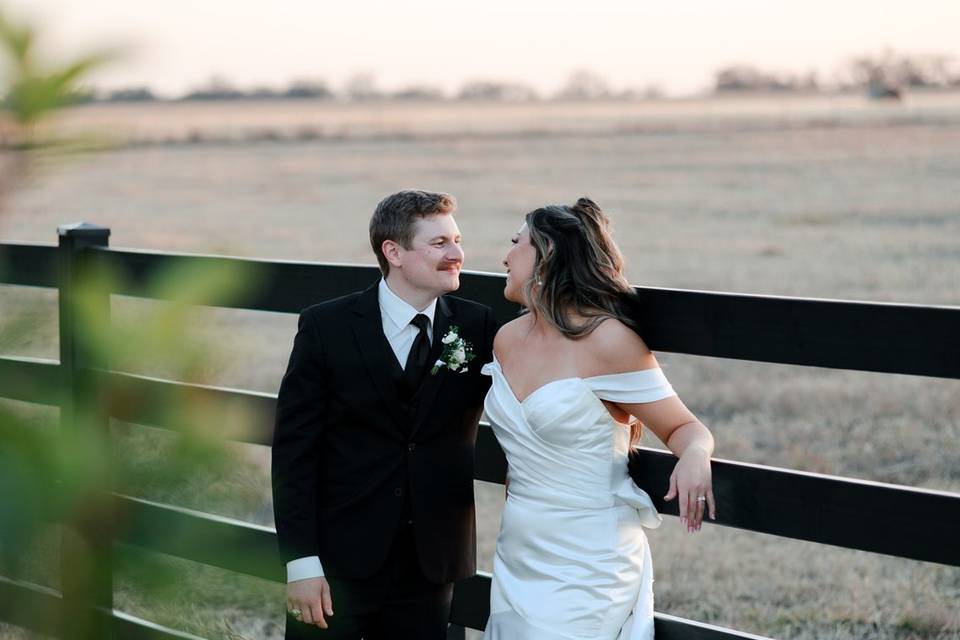 Romantic wedding couple sunset