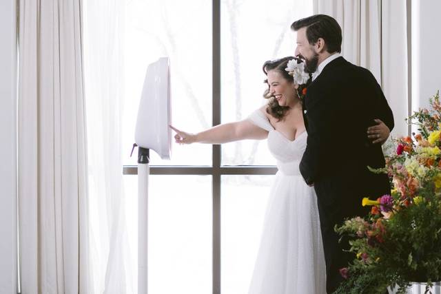 Newly weds in the booth