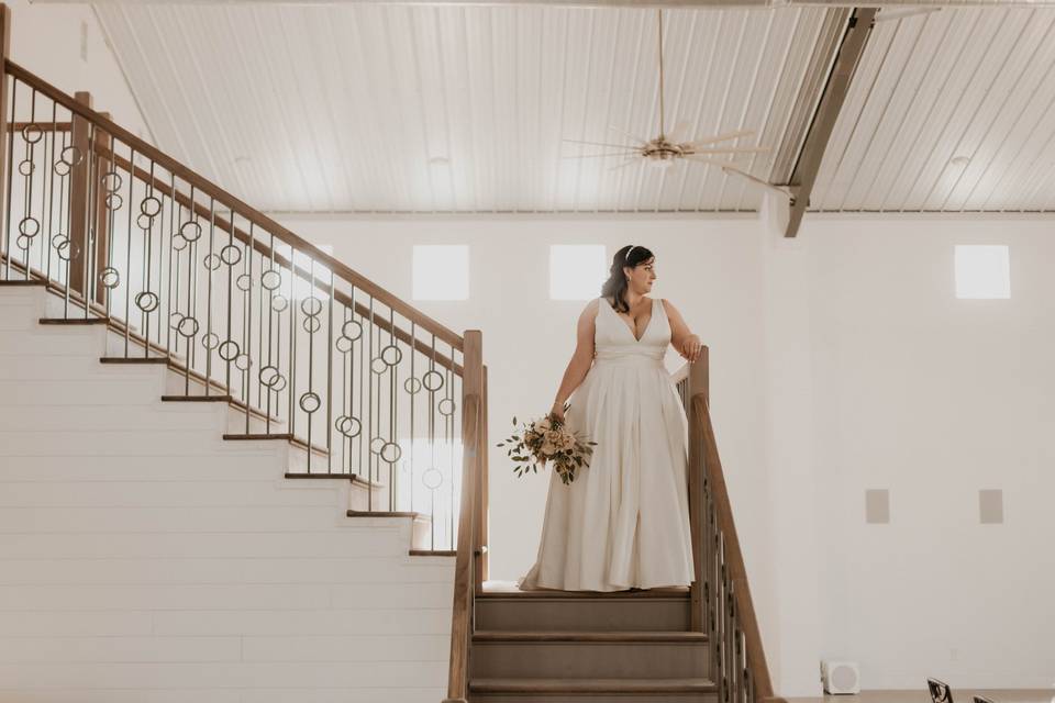 Beautiful bride on staircase