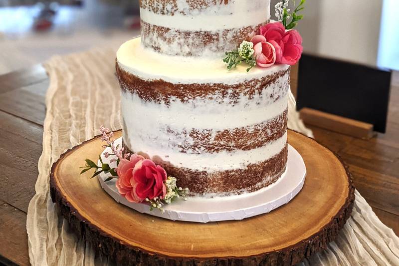 Nake 2 tier wedding cake