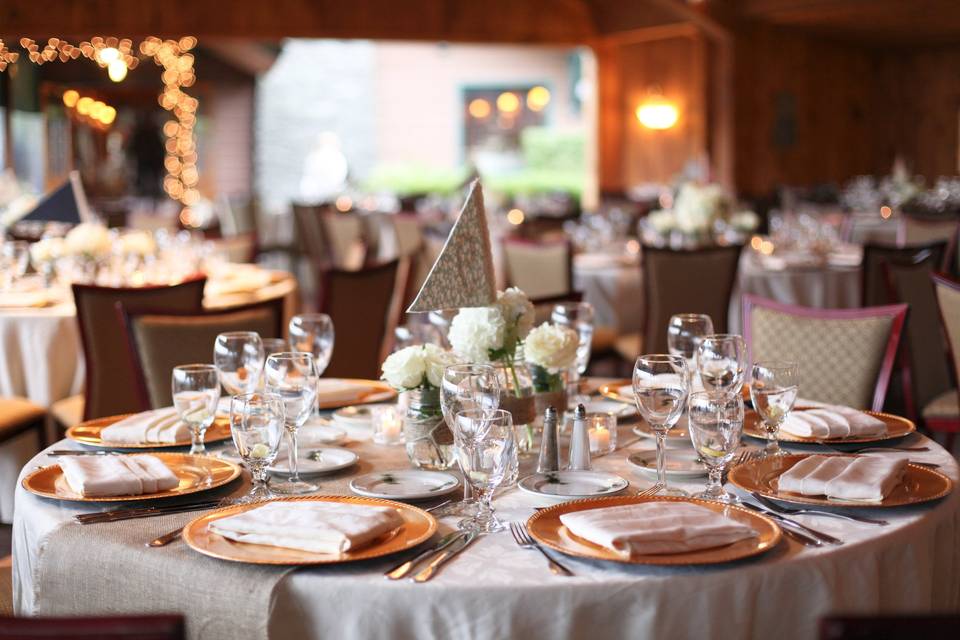 Outdoor Covered Pavilion set for DinnerClark & Walker Photography