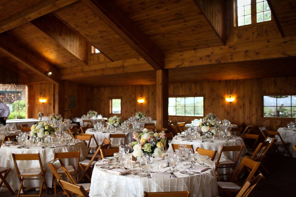 Outdoor covered Pavilion set for DinnerClark & Walker Photography