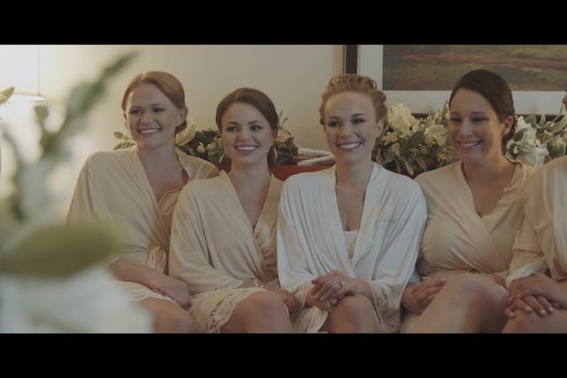 Wedding party smiling