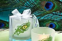 Peacock theme tea light candle holders in gift box