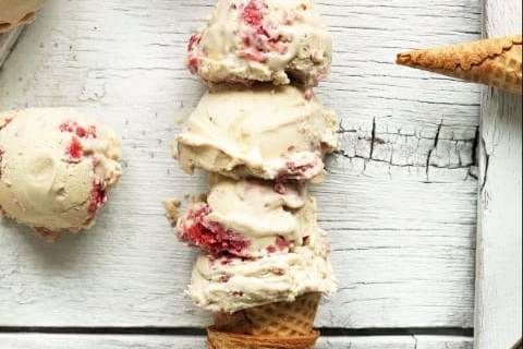 Strawberry ice cream cone