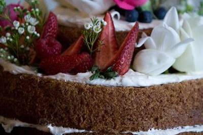 Almond Soaked Naked Pound Cake with Fresh Berries