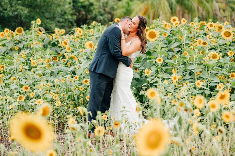 Sunflower field wedding