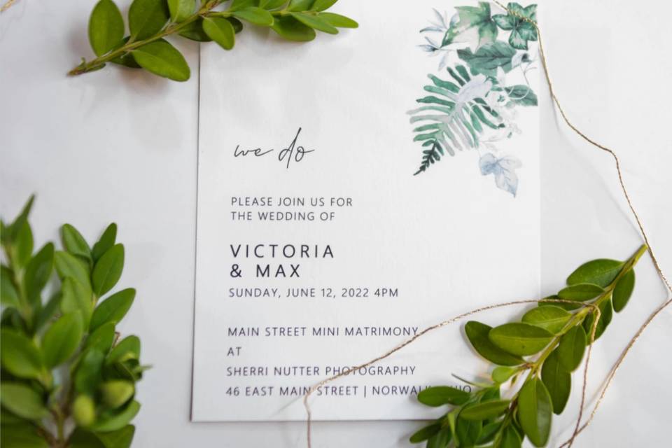 Leafy wedding invitation
