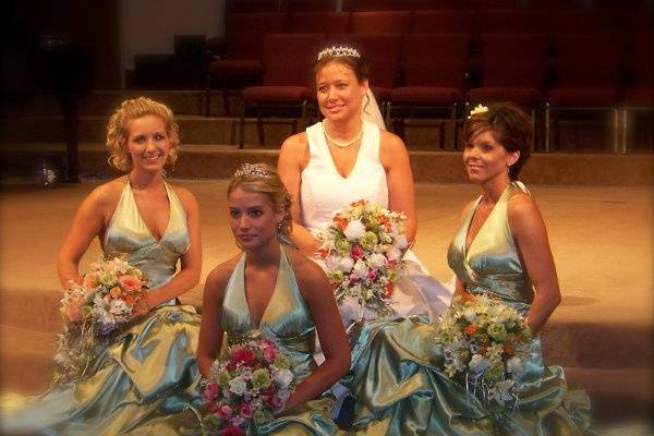 The bride with her bridesmaids