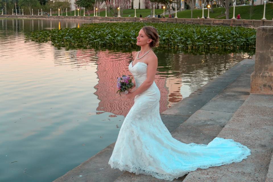 Beautiful bride reflective