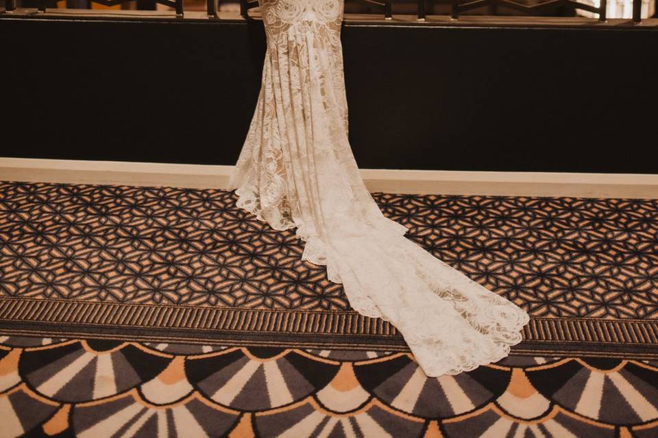 Bride looking out