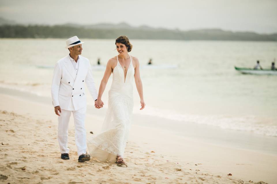 Beach wedding look