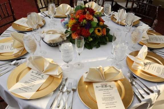 Table setting with gold plates