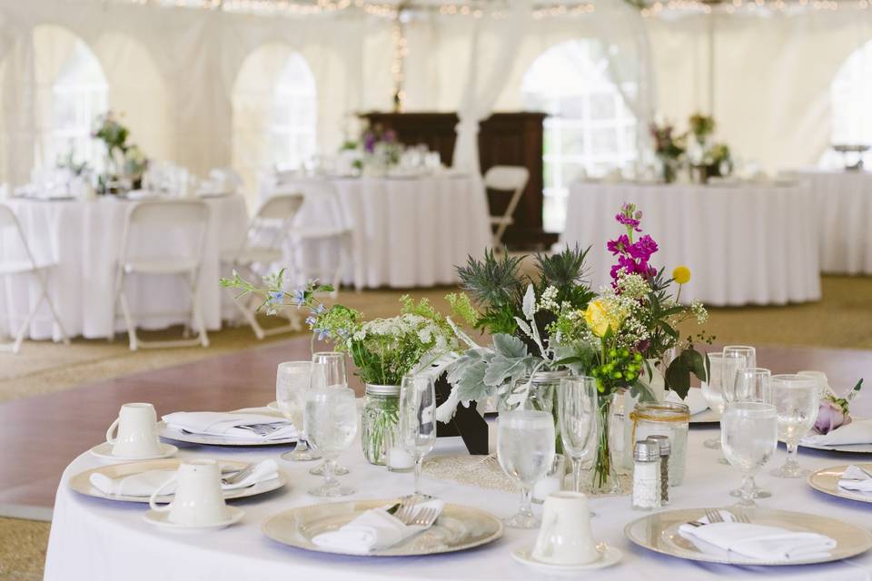 Table setting and floral centerpiece