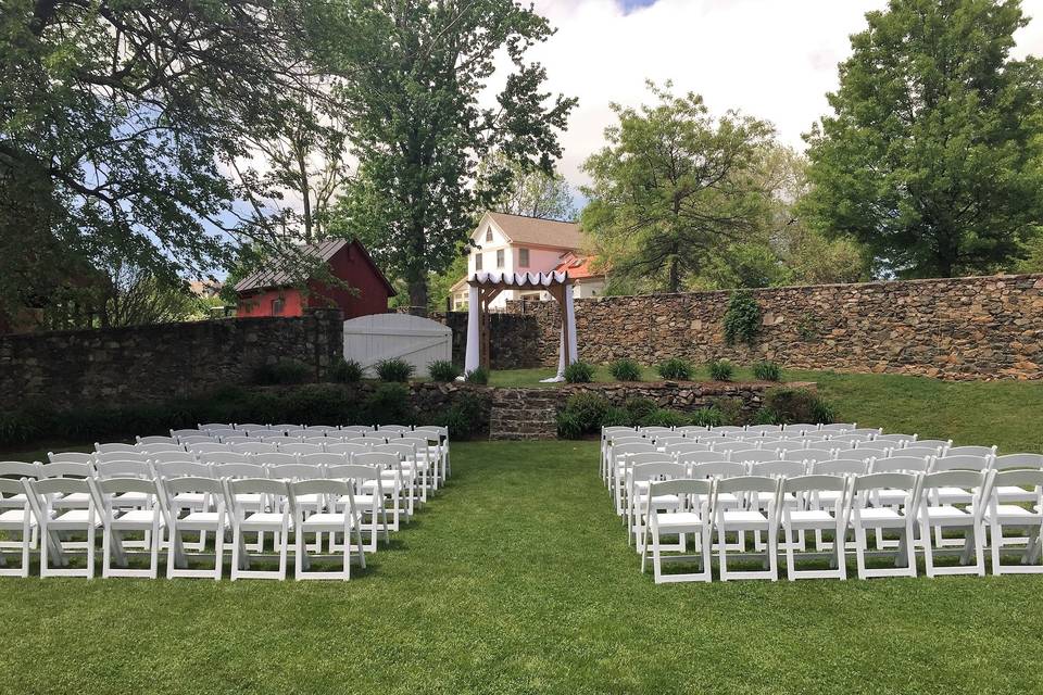 Outdoor wedding ceremony setup