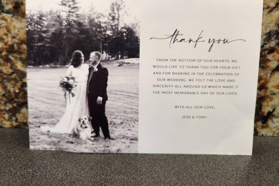 Post wedding thank you card