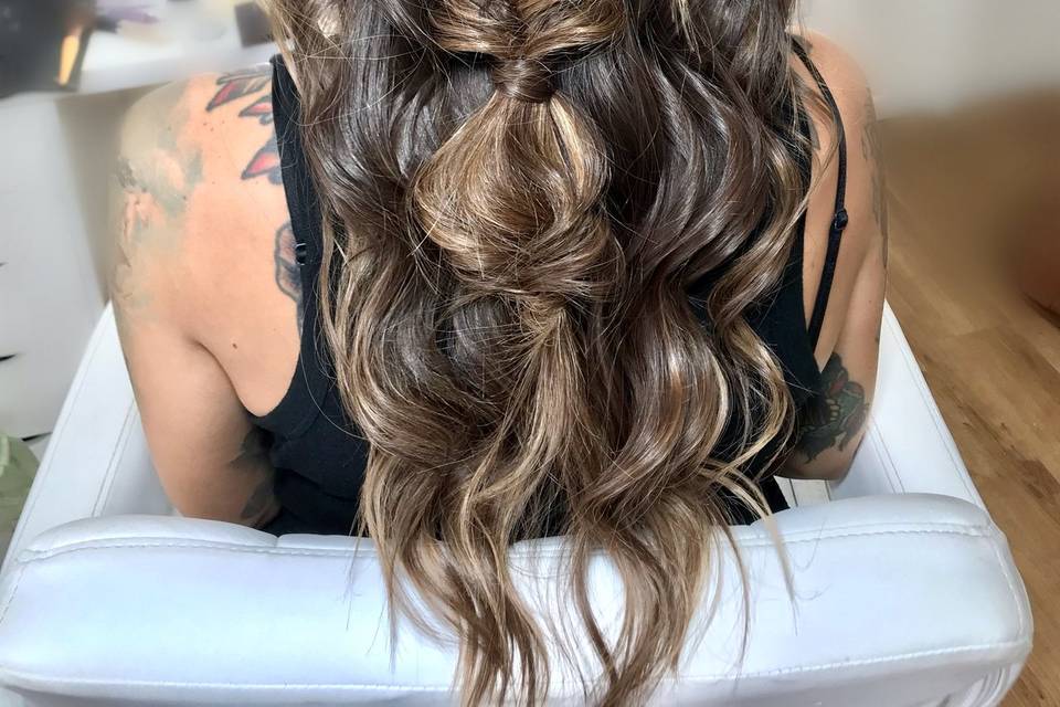 Half up half down with a braid