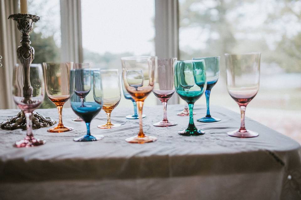 A variety of glassware