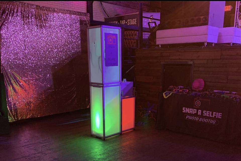 LED booth at night