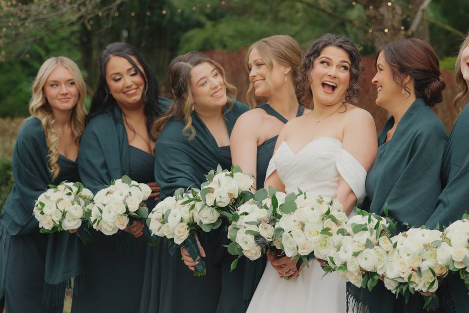 Candid moment with bridesmaids