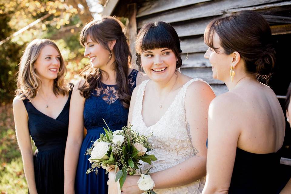 The bride with her bridesmaids