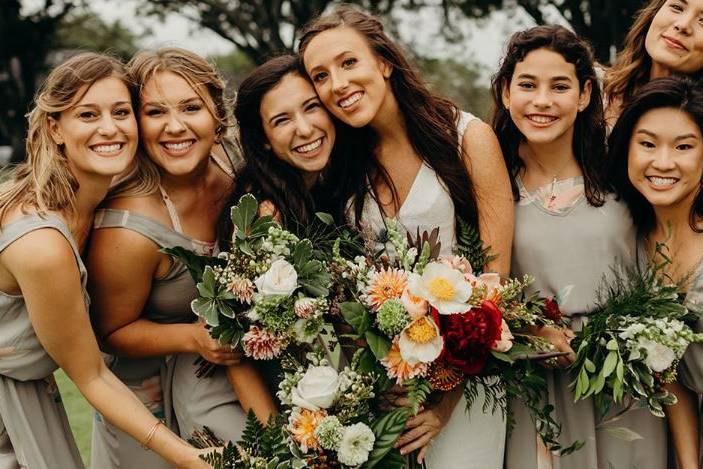 Bride and bridesmaids