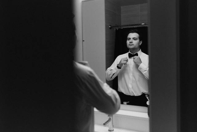 Groom getting ready