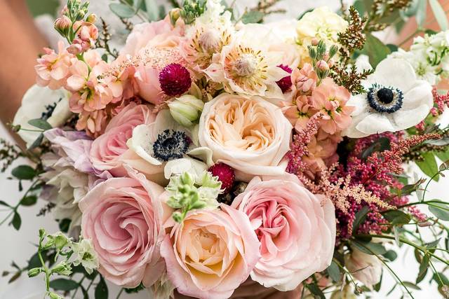 The bride holding her bouquet