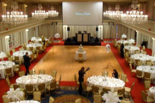 The Grand Ballroom at the Drake Chicago. We provided sound and projected slides, photos, and music videos on the big screen.