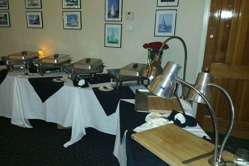 Buffet set up at the yacht club