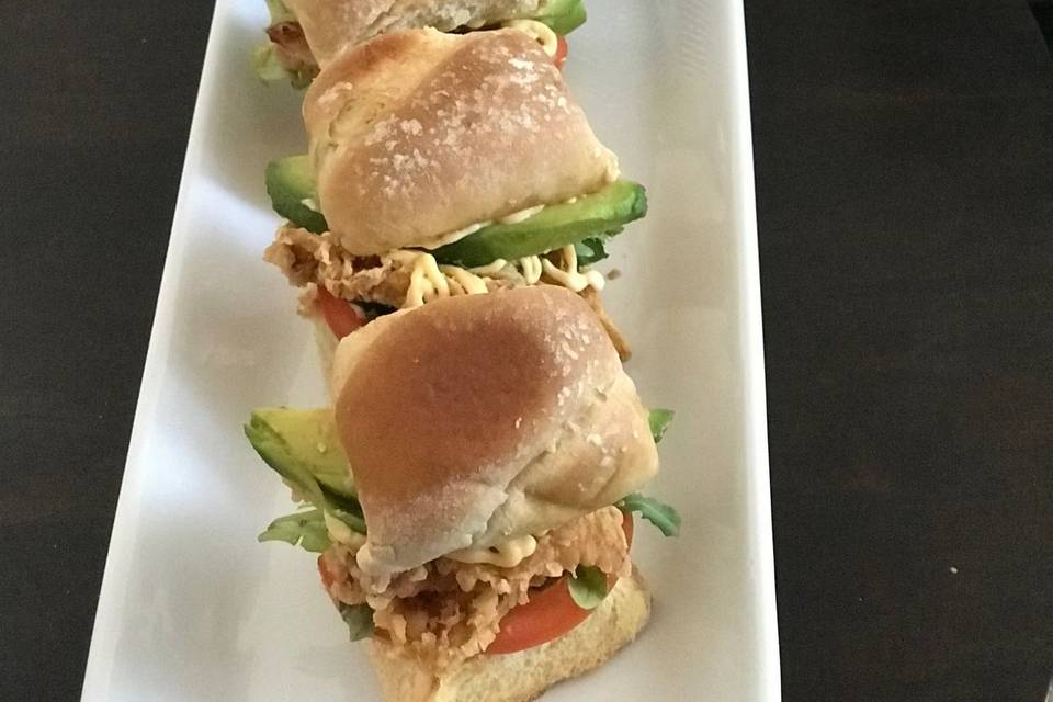Chicken fried bacon sliders with fry basket