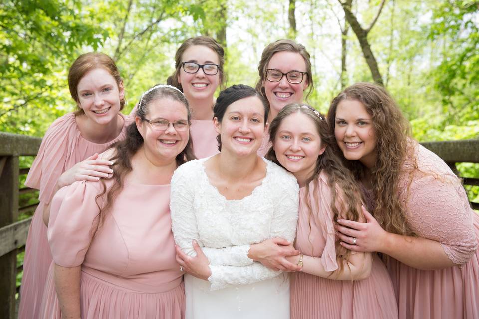 Bridesmaids hugs