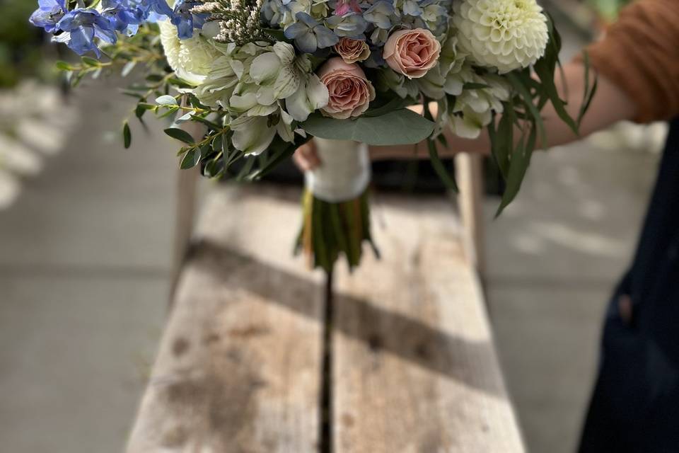 White, Pink & Blue Bouquet