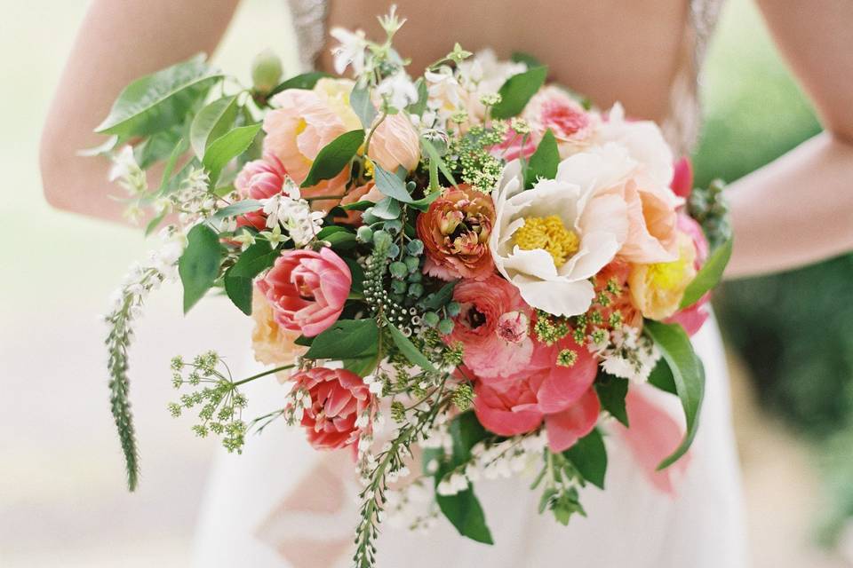 The bride holding her bouquet