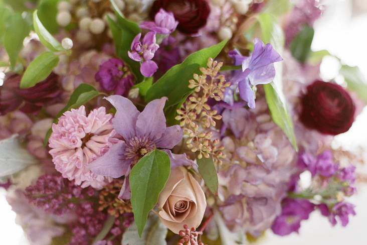 Table setup with flower centerpiece