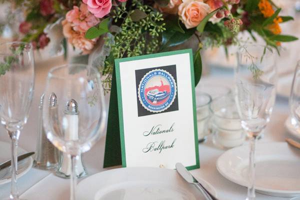 Table setup with flower centerpiece